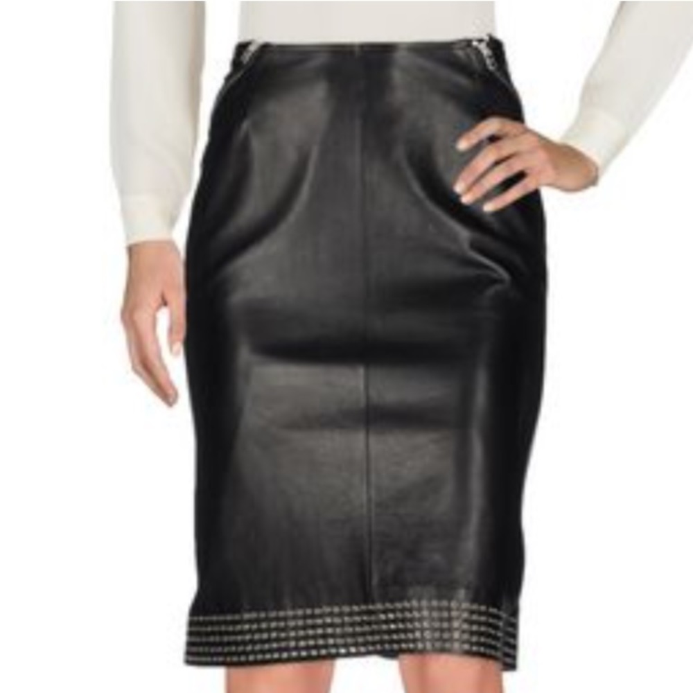 NWT Alaia Leather Grommet Skirt, 36